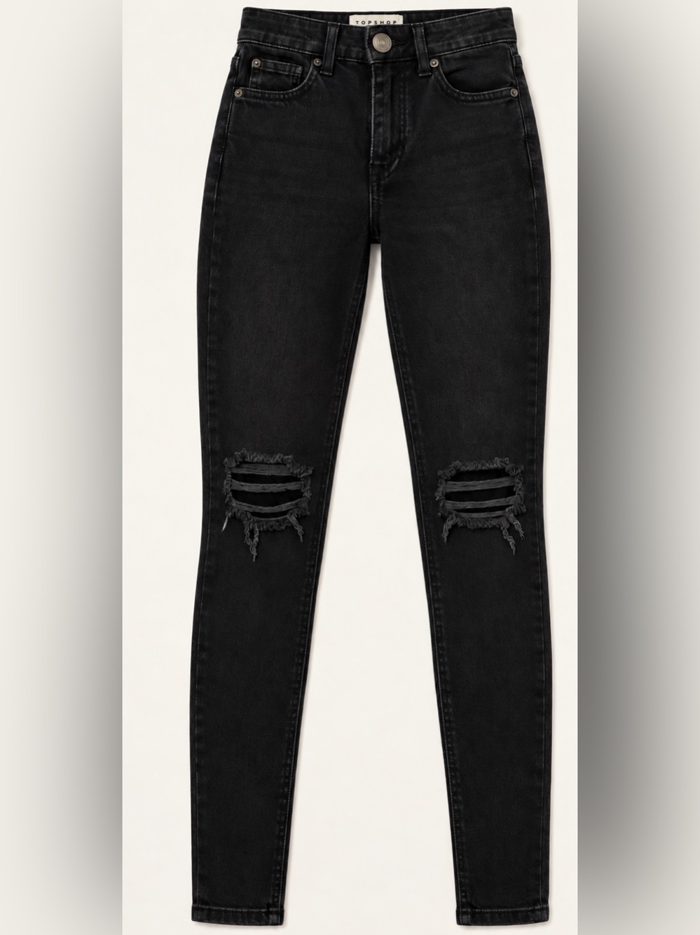 Topshop Black Jamie SkinnyJeans with Ripped Knees - 25P